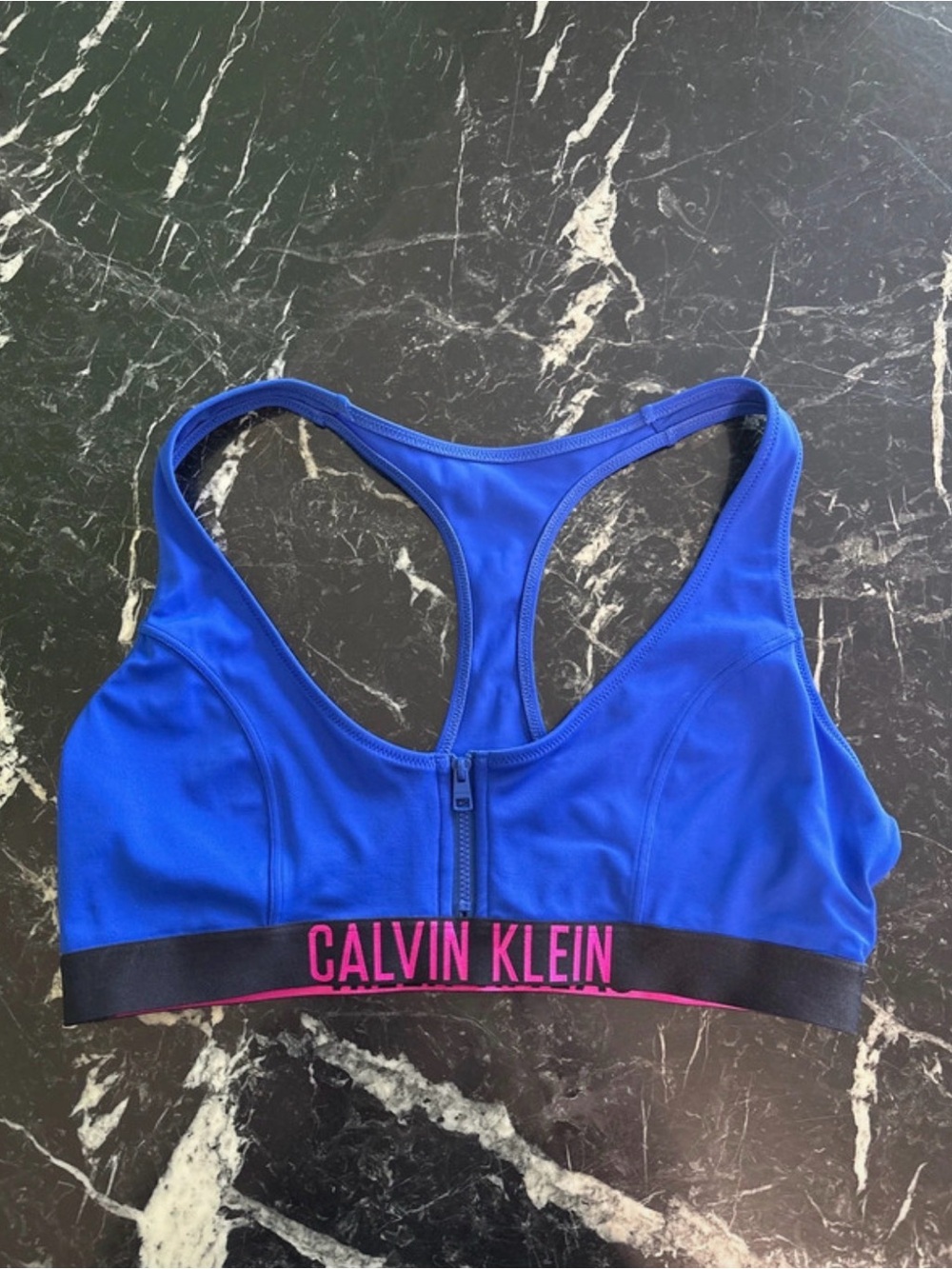 NWOT Calvin Klein Racerback Swim Top Blue & Pink - Size XL